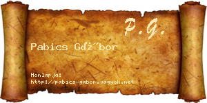 Pabics Gábor névjegykártya